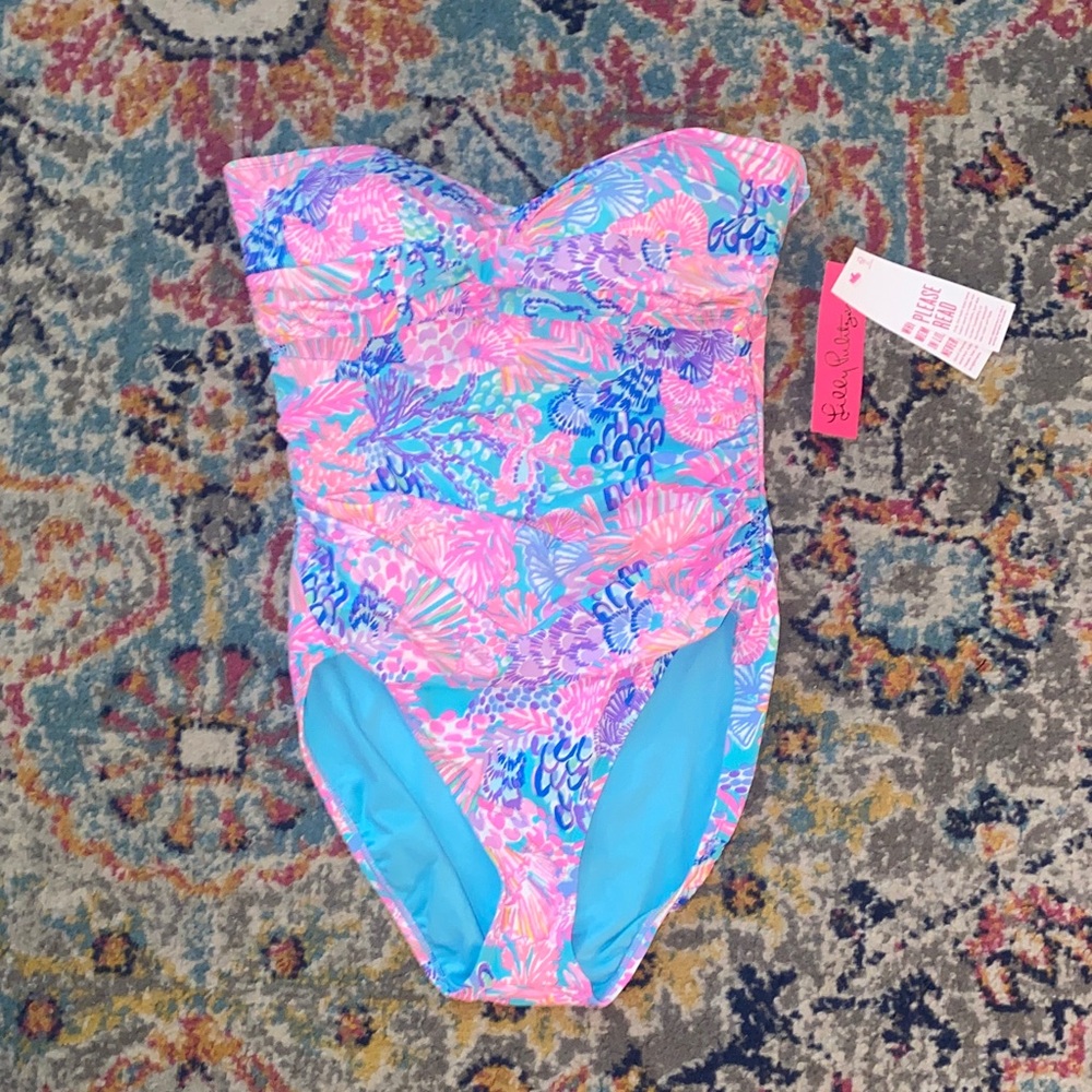 NWT Lilly Pulitzer Vibrant Pink and Blue One Piece Swimsuit